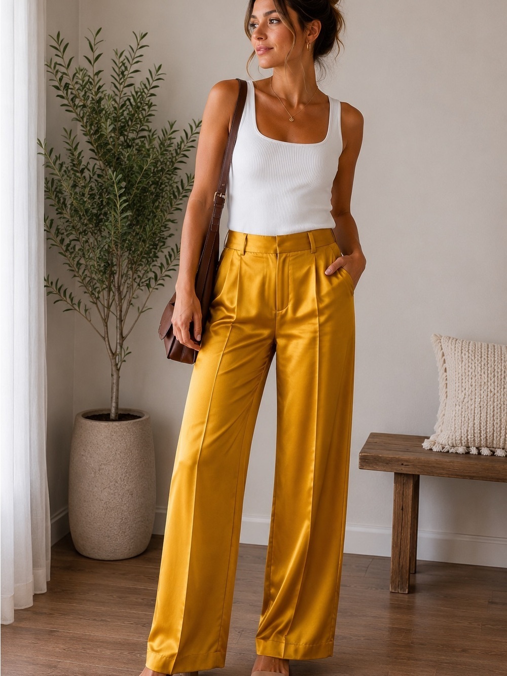 Shoshanna satin flared pants 4